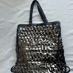 Chic Black and Silver Woven Tote